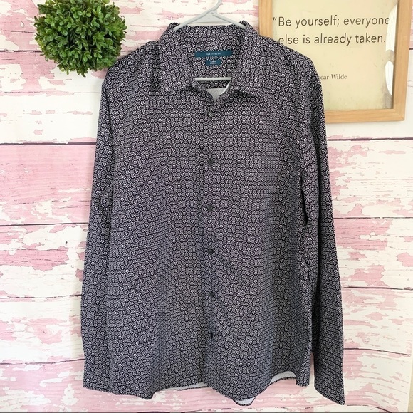 PERRY ELLIS Black Printed Button Up Slim Fit Shirt - Picture 1 of 6